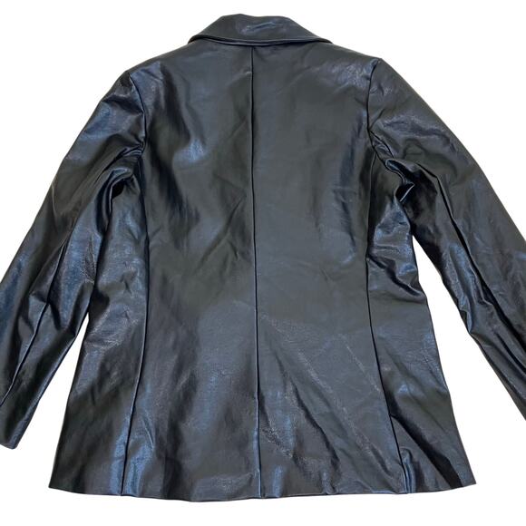 Princess Polly NWT Sz L/XL Ellen Faux Leather Double Breasted Blazer Jacket - Picture 16 of 16